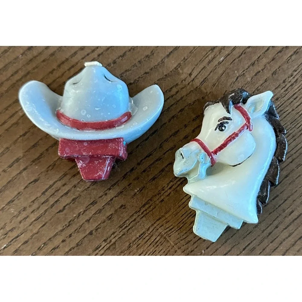 Vintage‎ Horse Head and Cowboy Hat Candles Unused Western Birthday